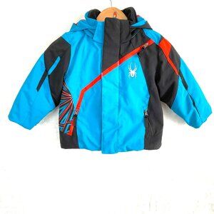 Spyder Mini Challenger Ski Snow Jacket Kids Boys Size 2 Blue Full Zip Thinsulate